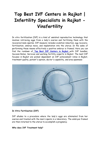 Top Best IVF Centers in Rajkot | Infertility Specialists in Rajkot - Vinsfertility