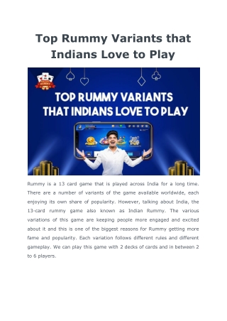 Top Rummy Variants that Indians Love to Play