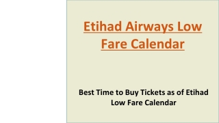 Etihad Airways Low Fare Calendar