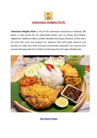 5% Off - Indonesian Delights Menu - Kenwick Takeaway, WA