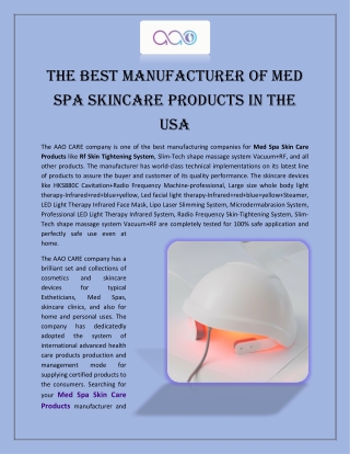 The Best Manufacturer of Med Spa Skincare Products in the USA