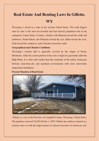 Real Estate And Renting Laws In Gillette, WY