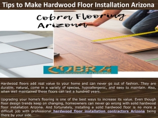 Tips to Make Hardwood Floor Installation Arizona