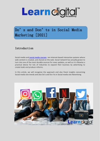 Do’s and Don’ts in Social Media Marketing [2021]