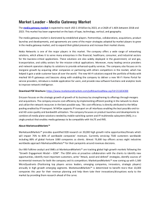 Media Gateway Market by Technology &amp; Type - Global Forecast 2023 | MarketsandMarkets