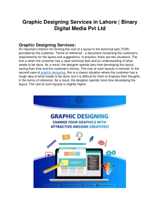 Graphic Designing Services in Lahore, Pakistan