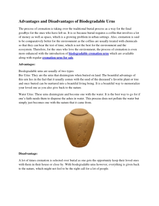 Advantages and Disadvantages of Biodegradable Urns