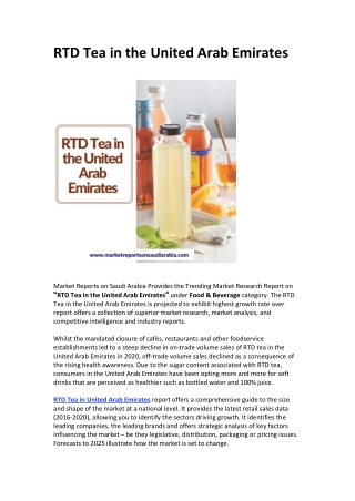 RTD Tea in the United Arab Emirates: Market Trends, Opportunity and Forecast 2025