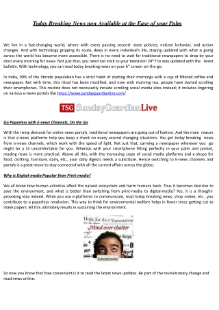 Today Breaking News now Available at the Ease of your Palm