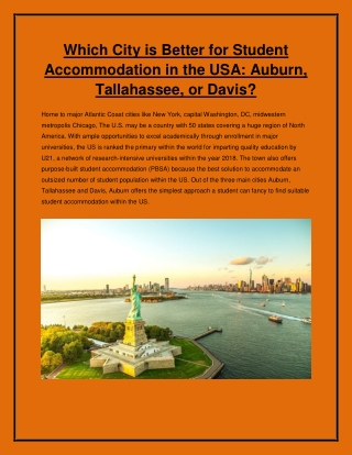 Which City is Better for Student Accommodation in the USA: Auburn, Tallahassee, or Davis?