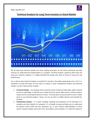 Technical Analysis for Long Term Investors in Stock Market