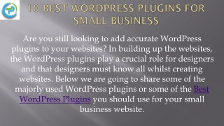 10 Best WordPress Plugins for Small Business