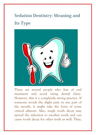 Sedation Dentistry: Meaning and Its Type