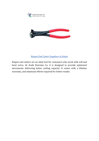 Knipex End Cutter Suppliers in Dubai