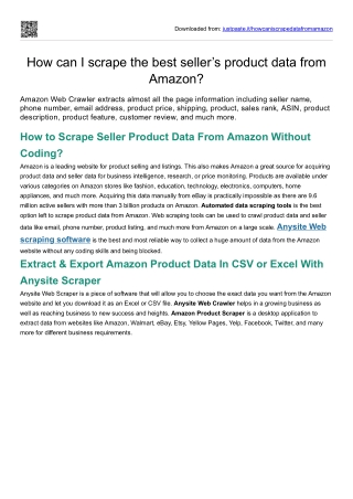 How to Scrape Seller Product Data From Amazon Without Coding?