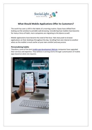 What Should Mobile Applications Offer its Customers?