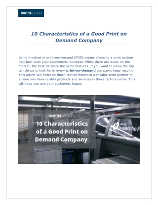 10 Characteristics of a Good Print on Demand Company