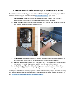 5 Reasons Annual Boiler Servicing is A Must for Your Boiler