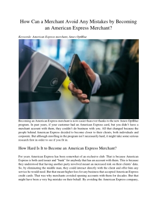 How Can a Merchant Avoid Any Mistakes by Becoming an American Express Merchant?