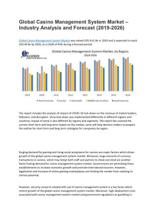 Global Casino Management System Market – Industry Analysis and Forecast (2019-2026)