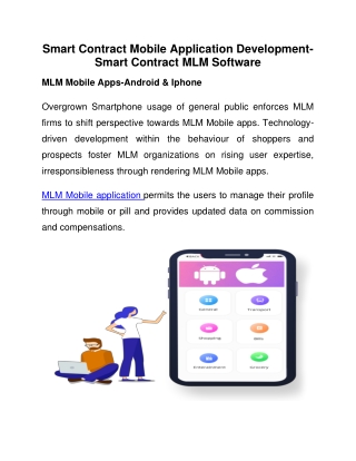 Smart Contract Mobile Application Development-Smart Contract MLM Software