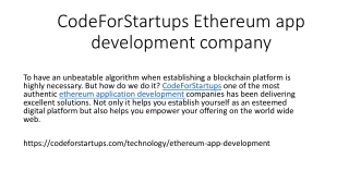 CodeForStartups Ethereum app development company