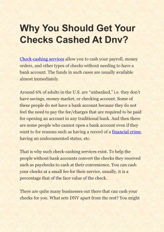 DNV Inc - Check Cashing Locations Near Me