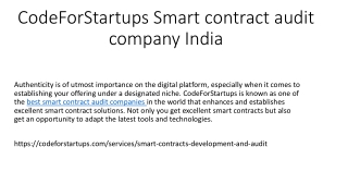 CodeForStartups Smart contract audit company India