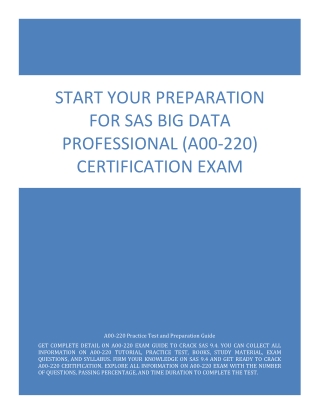 Start Your Preparation for SAS Big Data Professional (A00-220) Certification Exam