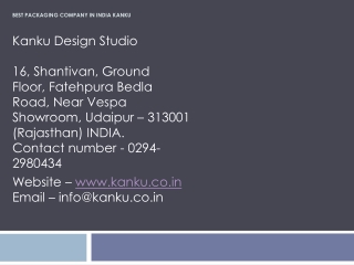 Best Packaging Company in India Kanku