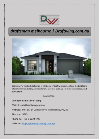 draftsman melbourne | Draftwing.com.au