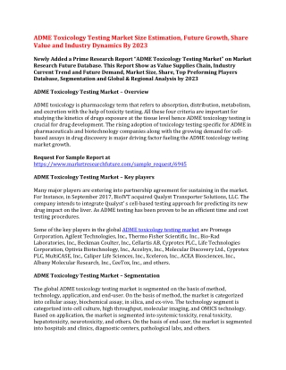 ADME Toxicology Testing Market Size Estimation, Future Growth, Share Value and Industry Dynamics By 2023