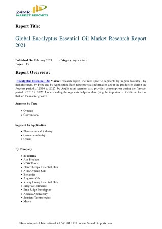 Eucalyptus Essential Oil Market Research Report 2021