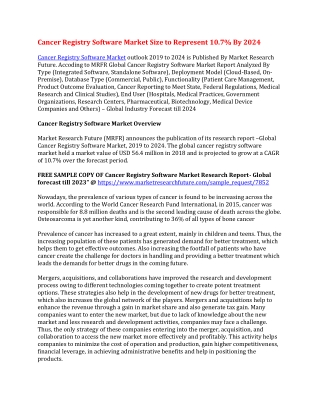 Cancer Registry Software Market Size to Represent 10.7% By 2024