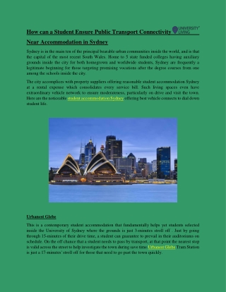 How can a Student Ensure Public Transport Connectivity near Accommodation in Sydney