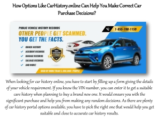 How Options Like CarHistory.online Can Help You Make Correct Car Purchase Decisions?