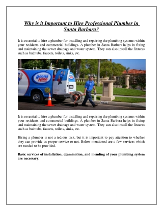 Why is it Important to Hire Professional Plumber in Santa Barbara?