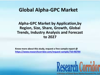 Alpha-GPC Market by Application,by Region, Size, Share, Growth, Global Trends, Industry Analysis and Forecast to 2027