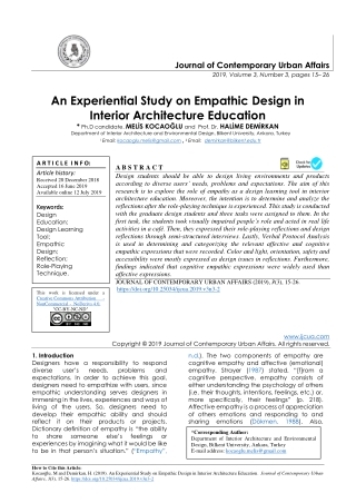 An Experiential Study on Empathic Design in Interior Architecture Education