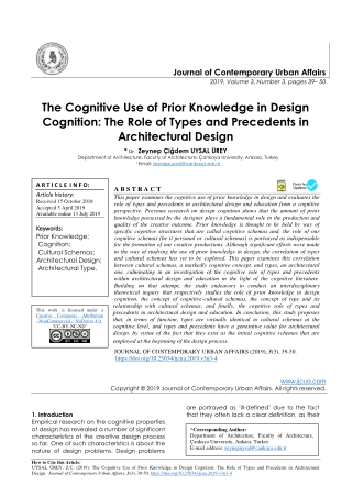 The Cognitive Use of Prior Knowledge in Design Cognition: The Role of Types and Precedents in Architectural Design