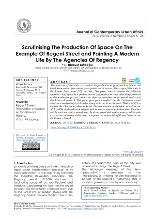 Scrutinising The Production Of Space On The Example Of Regent Street and Painting A Modern Life By The Agencies Of Regen