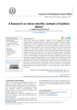 A Research on Urban Identity: Sample of Kadıköy District