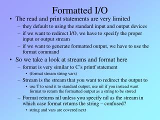 Formatted I/O