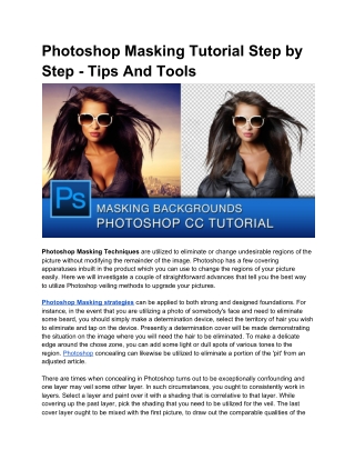 Photoshop Masking Tutorial Step by Step - Tips And Tools