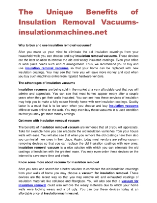 The Unique Benefits of Insulation Removal Vacuums-insulationmachines.net