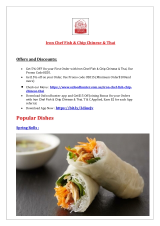 5% Off - Iron Chef Fish & Chip Chinese & Thai Menu, SA