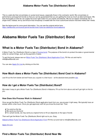 Alabama Motor Fuels Tax (Distributor) Bond