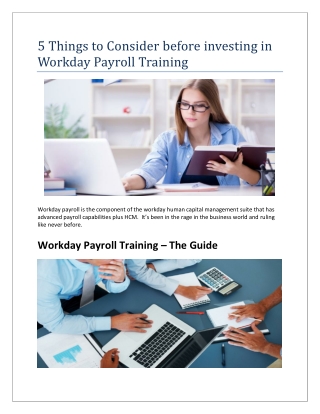 5 Things to Consider before investing in Workday Payroll Training