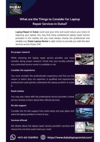 What are the Things to Consider for Laptop Repair Services in Dubai?