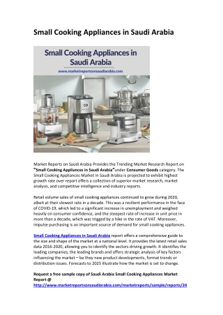 Small Cooking Appliances in Saudi Arabia: Market Trends, Growth and Forecast to 2025